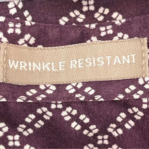 Chico’s Button-Up Shirt Tunic Trellis Graphic Print  Roll Tab Sleeves Purple XL - Picture 9 of 12